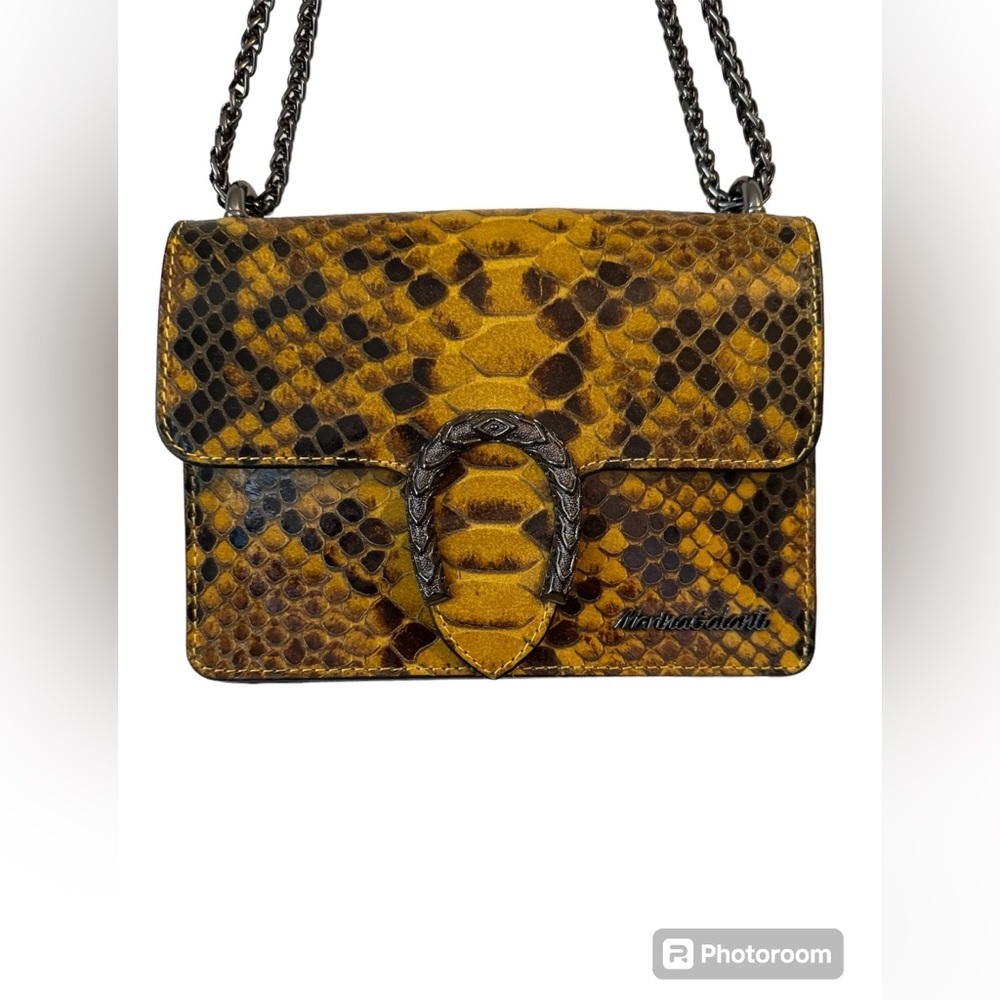 NWT Marina Galanti Italy Snakeskin Print Leather Crossbody Shoulder Bag